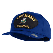 US Navy Seabee Veteran Patched Solid Cotton Twill Cap - Royal OSFM