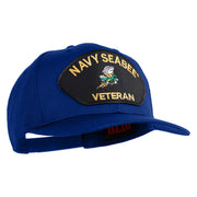 US Navy Seabee Veteran Patched Solid Cotton Twill Cap - Royal OSFM