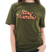 Stay Humble Graphic Design Ring Spun Combed Cotton Short Sleeve Deluxe Jersey T-Shirt - Army-Green XS