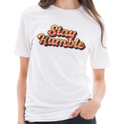 Stay Humble Graphic Design Ring Spun Combed Cotton Short Sleeve Deluxe Jersey T-Shirt - White XS