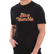 Stay Humble Graphic Design Ring Spun Combed Cotton Short Sleeve Deluxe Jersey T-Shirt - Black XS