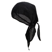 Fresh Embroidered Cotton Poplin Biker Style Head Wrap - Black OSFM