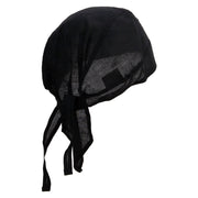 Fresh Embroidered Cotton Poplin Biker Style Head Wrap - Black OSFM