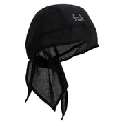 Fresh Embroidered Cotton Poplin Biker Style Head Wrap - Black OSFM