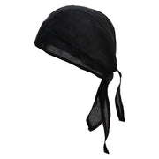 Fresh Embroidered Cotton Poplin Biker Style Head Wrap - Black OSFM