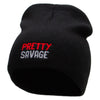 Pretty Savage Embroidered 8 Inch Acrylic Short Beanie - Black OSFM