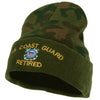 US Coast Guard Retired Logo Embroidered Camo Knit Long Cuff Beanie