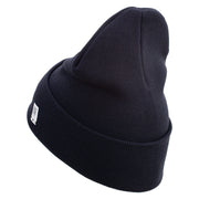 The Few The Proud US Marine Logo Embroidered 12 Inch Solid Knit Cuff Long Beanie Made in USA - Navy OSFM