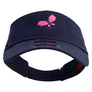 Easter Butterfly Embroidered Cotton Twill Sun Visor - Navy OSFM