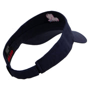 Easter Butterfly Embroidered Cotton Twill Sun Visor - Navy OSFM