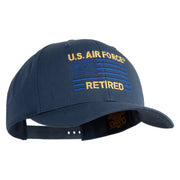 US Air Force Retired with Flag Embroidered Retro Cotton Blend Snapback Cap - Navy OSFM