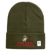The Few The Proud US Marine Logo Embroidered 12 Inch Solid Knit Cuff Long Beanie Made in USA - Olive OSFM