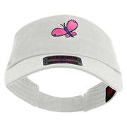 Easter Butterfly Embroidered Cotton Twill Sun Visor - White OSFM