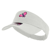 Easter Butterfly Embroidered Cotton Twill Sun Visor - White OSFM