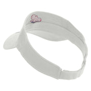 Easter Butterfly Embroidered Cotton Twill Sun Visor - White OSFM