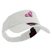 Easter Butterfly Embroidered Cotton Twill Sun Visor - White OSFM