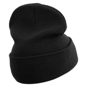 Rock Fest Embroidered 12 Inch Long Knitted Beanie - Black OSFM