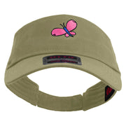 Easter Butterfly Embroidered Cotton Twill Sun Visor - Khaki OSFM