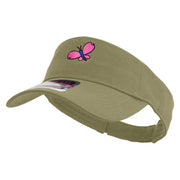 Easter Butterfly Embroidered Cotton Twill Sun Visor - Khaki OSFM