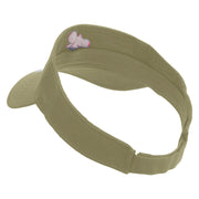 Easter Butterfly Embroidered Cotton Twill Sun Visor - Khaki OSFM