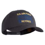 US Air Force Retired with Flag Embroidered Retro Cotton Blend Snapback Cap - Charcoal OSFM