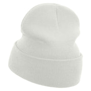 Rock Fest Embroidered 12 Inch Long Knitted Beanie - White OSFM