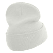 Rock Fest Embroidered 12 Inch Long Knitted Beanie - White OSFM