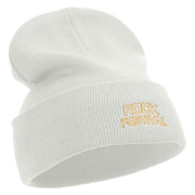 Rock Fest Embroidered 12 Inch Long Knitted Beanie - White OSFM