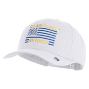 US Air Force Retired with Flag Embroidered Retro Cotton Blend Snapback Cap - White OSFM