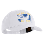 US Air Force Retired with Flag Embroidered Retro Cotton Blend Snapback Cap - White OSFM