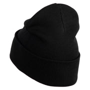Iridescent "No.1 Mom" Heart Iron on Patched 12 Inch Long Knitted Beanie - Black OSFM