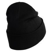 Iridescent "No.1 Mom" Heart Iron on Patched 12 Inch Long Knitted Beanie - Black OSFM