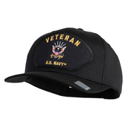 Veteran US Navy Patched Solid Cotton Twill Cap - Black OSFM