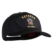 Veteran US Navy Patched Solid Cotton Twill Cap - Black OSFM