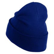 Iridescent "No.1 Mom" Heart Iron on Patched 12 Inch Long Knitted Beanie - Royal OSFM