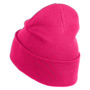 Iridescent "No.1 Mom" Heart Iron on Patched 12 Inch Long Knitted Beanie - Magenta OSFM