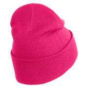 Iridescent "No.1 Mom" Heart Iron on Patched 12 Inch Long Knitted Beanie - Magenta OSFM