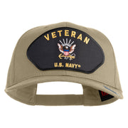 Veteran US Navy Patched Solid Cotton Twill Cap - Khaki OSFM