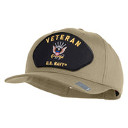 Veteran US Navy Patched Solid Cotton Twill Cap - Khaki OSFM