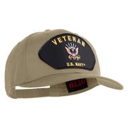 Veteran US Navy Patched Solid Cotton Twill Cap - Khaki OSFM