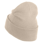 Iridescent "No.1 Mom" Heart Iron on Patched 12 Inch Long Knitted Beanie - Birch OSFM