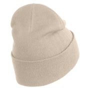 Iridescent "No.1 Mom" Heart Iron on Patched 12 Inch Long Knitted Beanie - Birch OSFM