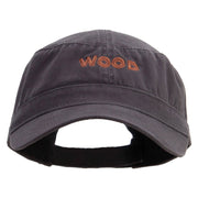 Tree Wood Embroidered Garment Washed Adjustable Army Cap - Charcoal-Grey OSFM