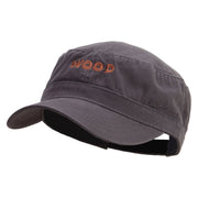 Tree Wood Embroidered Garment Washed Adjustable Army Cap - Charcoal-Grey OSFM