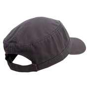 Tree Wood Embroidered Garment Washed Adjustable Army Cap - Charcoal-Grey OSFM