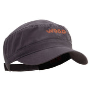 Tree Wood Embroidered Garment Washed Adjustable Army Cap - Charcoal-Grey OSFM