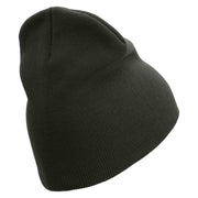 The Few The Proud US Marine Symbol Embroidered 8 Inch Solid Knit Short Beanie Made in USA - Graphite OSFM