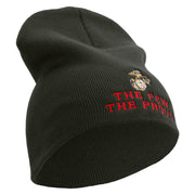 The Few The Proud US Marine Symbol Embroidered 8 Inch Solid Knit Short Beanie Made in USA - Graphite OSFM