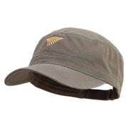 Golden Farm Field Icon Embroidered Garment Washed Adjustable Army Cap - Olive-Green OSFM