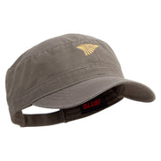 Golden Farm Field Icon Embroidered Garment Washed Adjustable Army Cap - Olive-Green OSFM